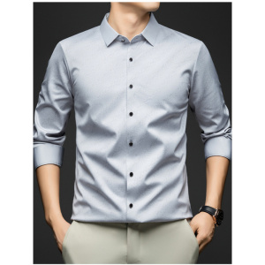 男士长袖无痕衬衫含桑蚕丝高档休闲免烫商务新款衬衣轻奢时尚开衫