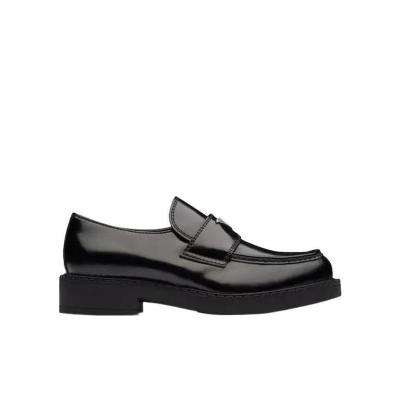 普拉达(PRADA)巧克力系带休闲鞋男户外轻质橡胶防滑耐磨皮质内底