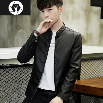 HongZun皮衣男外套2020年新款春秋机车青年男士潮流修身韩版帅气皮夹克皮衣