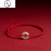 JiMi和田玉平安扣脚链女红绳手链手绳好运珠脚绳2023新款编织夏季足链