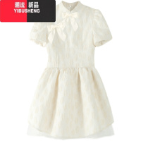 YIBUSHENG2024季新款盐甜系新中式白色连衣裙小众收腰在逃公主蓬蓬裙子女