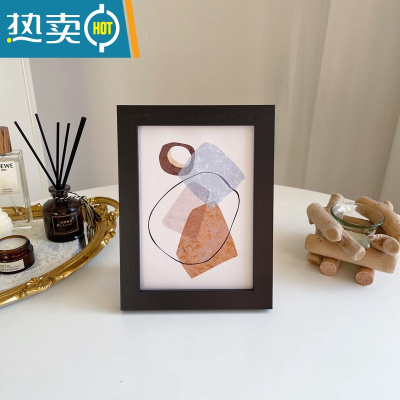 敬平ins风简约艺术画相框7寸桌面摆件卧室装饰画家居背景装饰品可挂墙 黑色相框+圈 7寸
