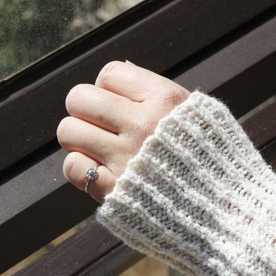 时尚银饰新款戒指女925纯银开口个性礼物精致简约可爱雪花尾戒送女朋友老婆情人节七夕生日礼物