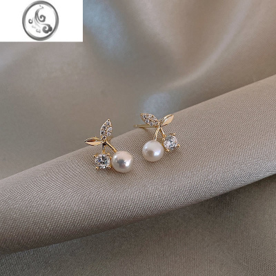 JiMi小樱桃耳钉女2023新款洋气耳环耳饰高级感小众设计银银银针养耳洞