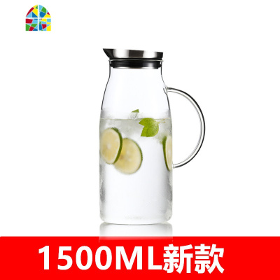 北欧式凉水壶冷热两用耐热可高温玻璃冷水壶热开水杯家用札壶 FENGHOU 1500ML新款+2只300ML直筒杯