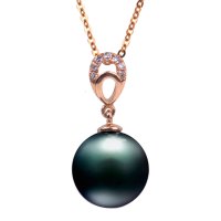 梦克拉 18K金钻石珍珠吊坠 强光海水珍珠吊坠 镶钻珍珠吊坠 仙露明珠