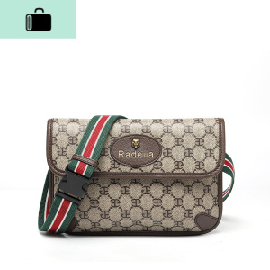 包包2020新款潮男女通用时尚虎头单肩斜挎包腰包胸包夏季小包百搭NEW LAKE 咖啡色女斜挎包 咖啡色