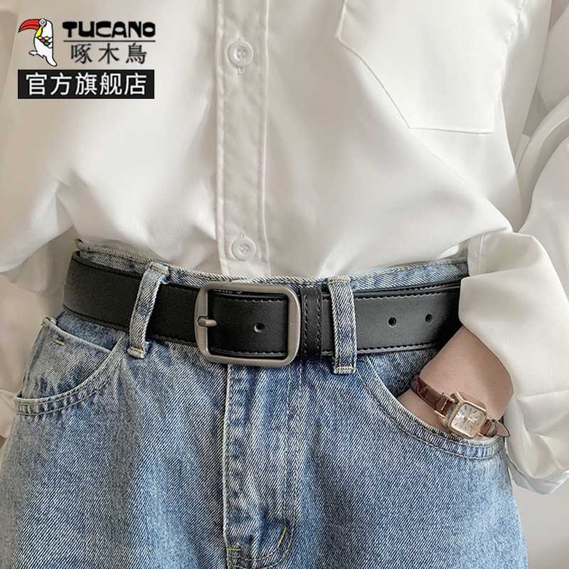 啄木鸟皮带女士真皮2025新款针扣腰带学生韩版潮流百搭高级感裤带