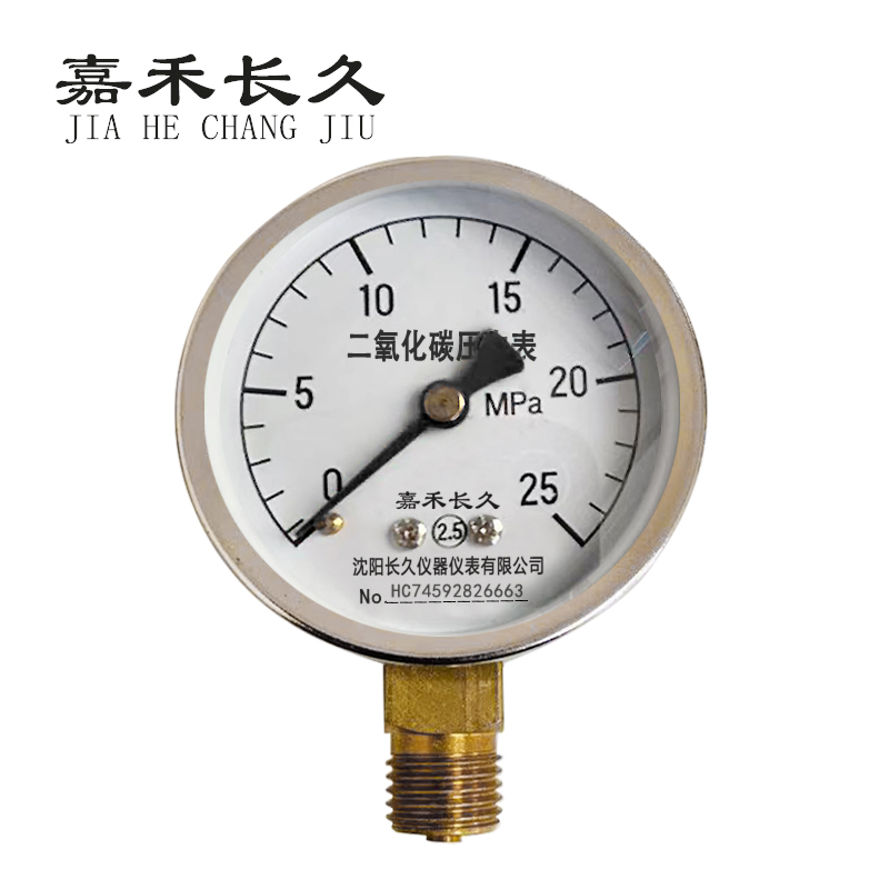 嘉禾长久 二氧化碳压力表 Y60 0-25Mpa 块
