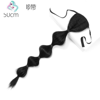 俏皮网红灯笼泡泡假发高马尾麻花辫绑带式葫芦辫子假发你那么美抓夹/深棕色+梳