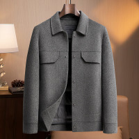 轻奢时尚工装羊毛短大衣男士脱卸羽绒内胆双面呢羊毛夹克潮流外套
