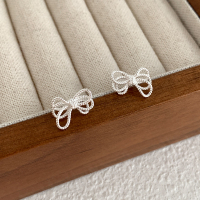 S925纯银不规则绳结蝴蝶结耳钉女款设计感耳环韩国东大门耳饰送女朋友老婆情人节七夕生日礼物