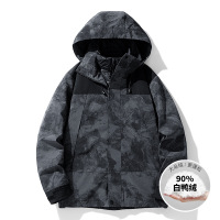 男装冬季新款登山系情侣男女撞色连帽保暖90白鸭绒羽绒服百搭外套