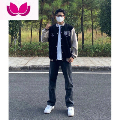 七斓美式高街vibe复古牛仔裤男秋季新款潮流hiphop百搭宽松直筒阔腿裤