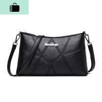 女包2019新款斜挎包女时尚百搭单肩包中年妈妈饺子包车缝线包包女NEW LAKE (黑色)女斜挎包