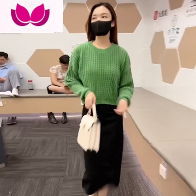 七斓毛衣外套时尚半身裙套装女2023新款圆领短款套头宽松针织衫潮