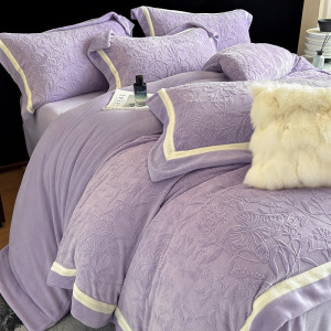 A类高克重秋冬加厚牛奶绒四件套双面加绒宝宝绒防静电保暖床套件