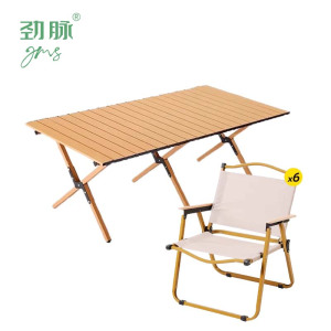 劲脉 户外折叠桌椅 大号桌120cm+中号椅*6 套