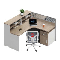 汉诺鑫威职员办公桌员工位转角l型卡座简约现代电脑桌办公室桌椅组合F型单人位+固定柜