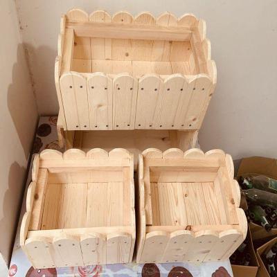 花箱阳台室内花箱弹痕户外庭院种植花盆实木花长方形特大定制原木色加厚款-100x50x50x1.3