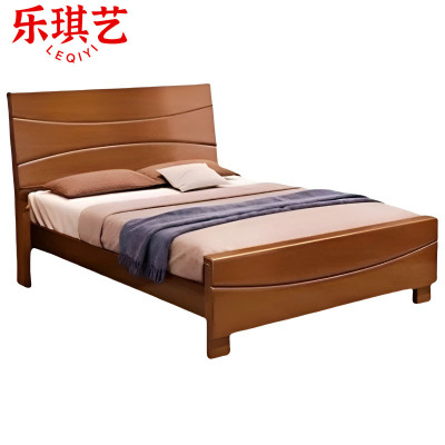 乐琪艺 实木单人床 海棠色 2000*1350*985mm 张
