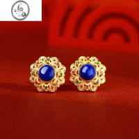 JiMi银银耳钉女青金石小众设计高级感气质耳饰生日礼物送妈妈