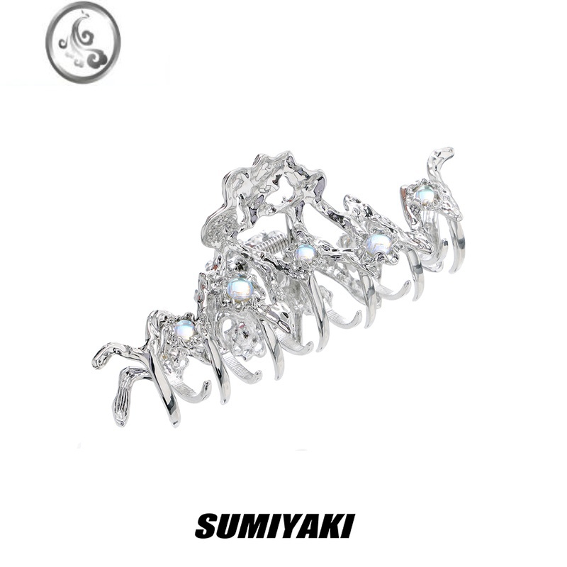 JiMiSUMIYAKI原创设计月蚀心率图金属大抓夹小众金属发饰鲨鱼夹