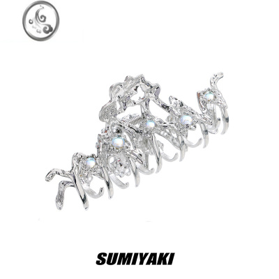 JiMiSUMIYAKI原创设计月蚀心率图金属大抓夹小众金属发饰鲨鱼夹