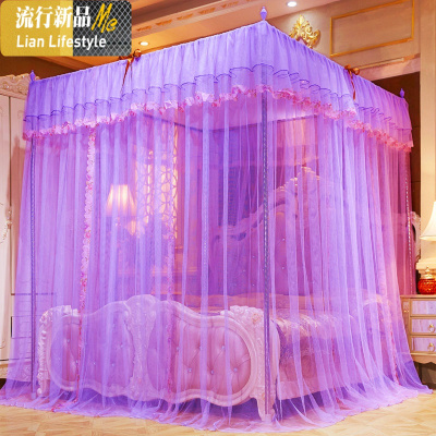 蚊帐三开加粗支架宫廷式公主风加密18m床纹帐双人家用新款10m 三维工匠