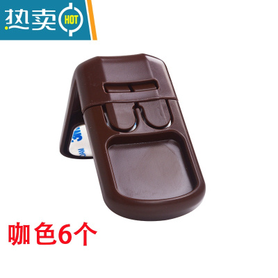 显彩儿童锁扣抽屉锁安全婴儿防开防夹手免打孔饮水机柜子柜门锁 P-D236(6个咖色)房门安全扣