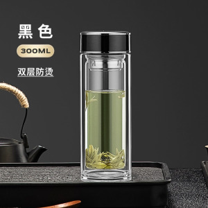 富光高硼硅双层玻璃杯男士商务泡茶杯办公室杯子加厚防爆水杯定制