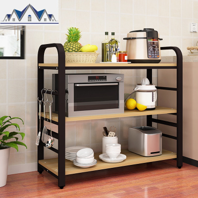 厨房置物架落地多层微波炉烤箱放锅储物架书架杂物收纳架展示架 三维工匠