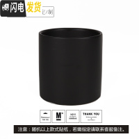 三维工匠简约圆柱ins北欧风格带托盘室内沙漠植 无托盘哑光黑随机图案 中号&middot;口径12cm高13花盆容器