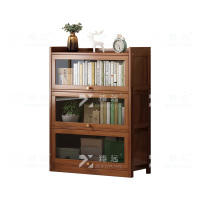 臻远ZY4100911 书架置物架落地简易家用书柜带门防尘储物柜 四层80茶色