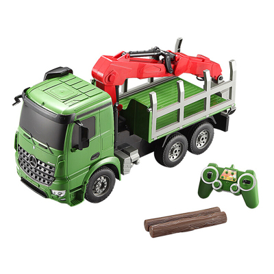 （DOUBLEE）遥控车工程车充电动大号吊车起重运输车抓木车汽车模型儿童挖机玩具畅玩(二电一充)