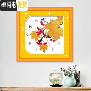 三维工匠十字绣钟表挂钟客厅餐厅简约现代2019小件线绣新款简 埃及棉[12055][尺寸38x38][不含机芯]送工具包