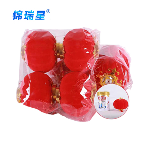 锦瑞星新年节庆大红植绒小灯笼20#4个/包