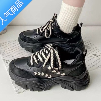 SUNTEK麦穗老爹鞋女ins潮春季2023新款透气百搭厚底增高小白运动鞋