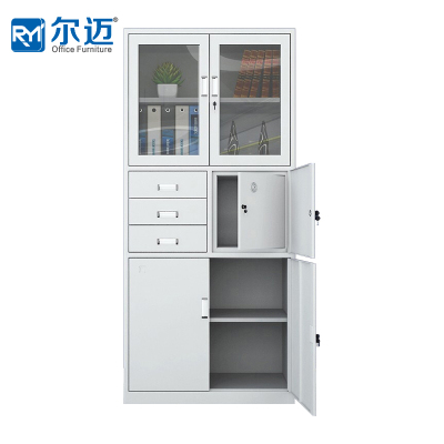 尔迈 文件柜铁皮柜办公柜钢制资料柜储物柜带锁钢制档案柜 偏三内保