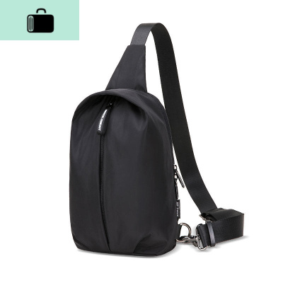男士胸包简约单肩斜挎包学生时尚潮牌牛津纺休闲运动斜背包小包男NEW LAKE 黑色男士单肩包