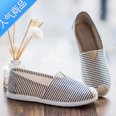 SUNTEK2023女春季一脚蹬平底老北京帆布鞋女休闲透气软底韩版懒人单鞋子