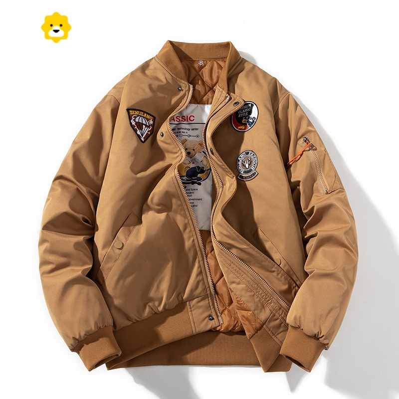 fish basket春秋冬季加厚刺绣潮流棒球棉衣服飞行员夹克男女情侣休闲