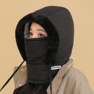 冬季保暖雷锋帽子男防风加绒厚围脖一体面罩女骑车防风骑行包头帽