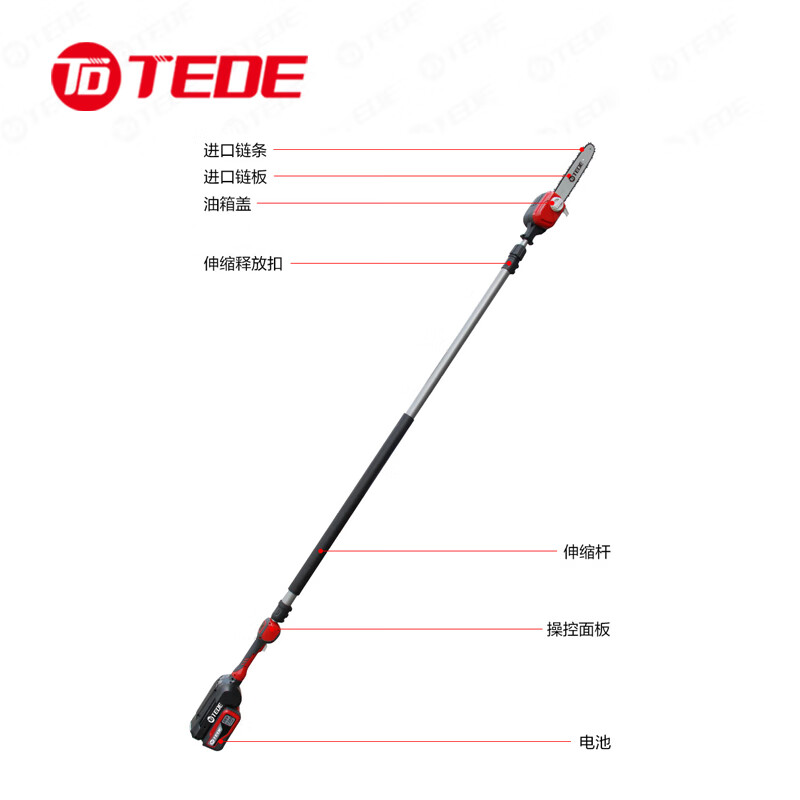 TEDE 锂电无刷高枝锯YD-5581规格:12寸 主体材质:钢