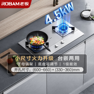 老板(Robam)4.5kW不锈钢燃气灶自营双眼灶煤气灶单灶具台嵌两用灶煤气炉炉灶带熄火保护32G91A天然气
