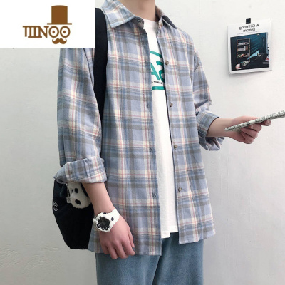 YANXU干活穿的衬衫男工地上班衣服夏季工作服格子衬衣长袖