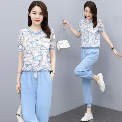 仙依琦休闲运动套装女夏季2021年新款大码时尚网红减龄洋气小个子两件套8071