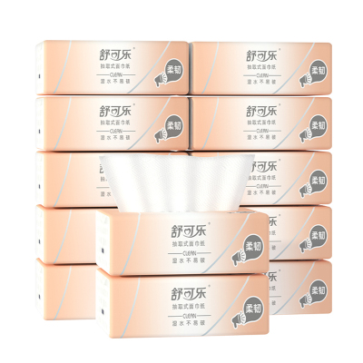 舒可乐 可湿水抽取式纸面巾4层40抽每包原生木浆抽纸纸巾实惠装餐巾纸家庭装纸抽卫生纸家用母婴可用 12包装
