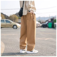 直筒印花宽松型青春流行潮九分裤慵懒休闲裤纯色
