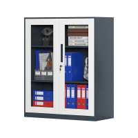 臻远 ZY-WJGC-85 文件柜窄边矮柜拆装档案柜落地书柜 760玻璃门灰白